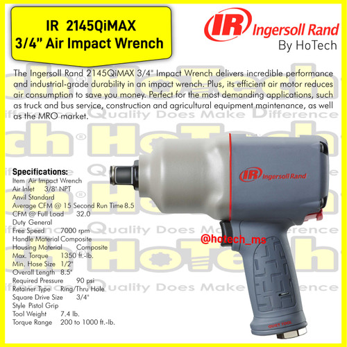 [EZM.5601551] Ingersoll Rand | 2145QiMAX | Air Impact Wrench 3/4 Sq Drive