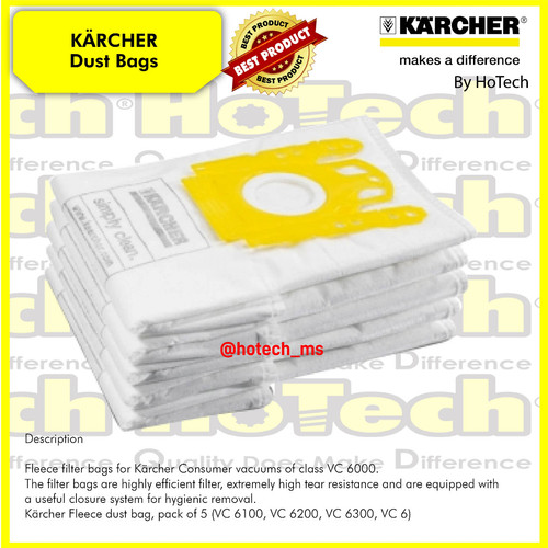 [EZM.5601562] Fleece Filter Bag For VC 2 | Karcher Vacuum Cleaner | VC 2 ERP @5pcs