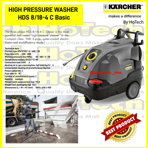 [EZM.5601563] Karcher Prof | HDS 8/18-4C Basic |Compact Class | Hot Pressure Cleaner
