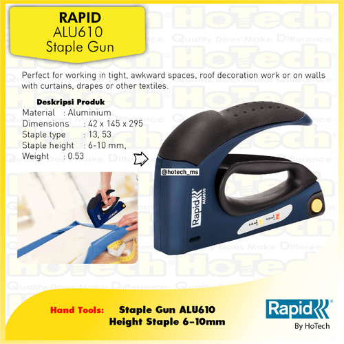 [EZM.5601575] RAPID ALU610 Staple Gun Aluminium Body ASLI PROMO | Staple Gun
