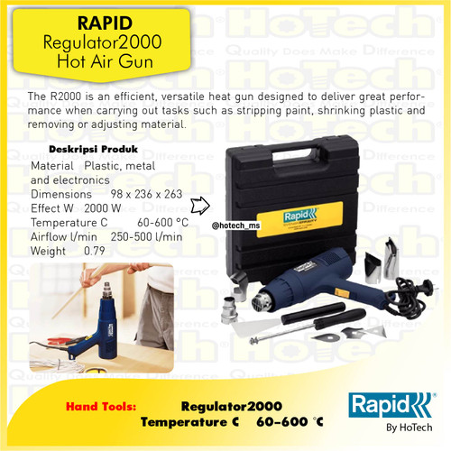 [EZM.5601594] Hot Air Gun | RAPID | Heat Gun | Hot Gun 2000 Watt | Rapid Hot Gun KIT
