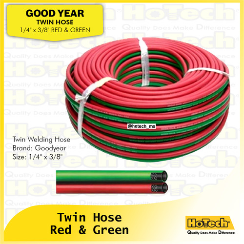 [EZM.5601613] HoTech | Premier Twin Hose | 1/4" x3/8" @ 100 Mtr / Roll Red & Green
