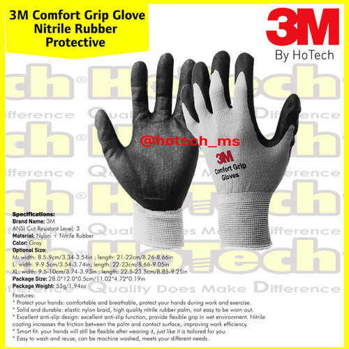 [EZM.5601614] 3M Comfort Grip Gloves / Sarung Tangan Safety Comfort Brand: 3M size M