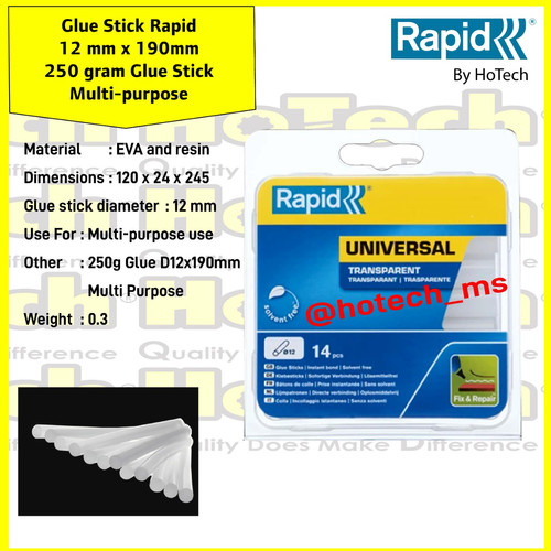 [EZM.5601620] RAPID | GLUE STICK D 12X94MM |125Gram | MULTI PURPOSE | CLEAR COLOR