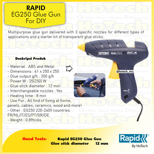 [EZM.5601622] RAPID  EG 250| GLUE GUN INCLUDE NOZZLES & GLUE STICKS