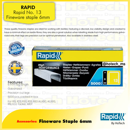 [EZM.5601626] RAPID | ISI STAPLES 13/6MM GALVANISED, 5000 PCS