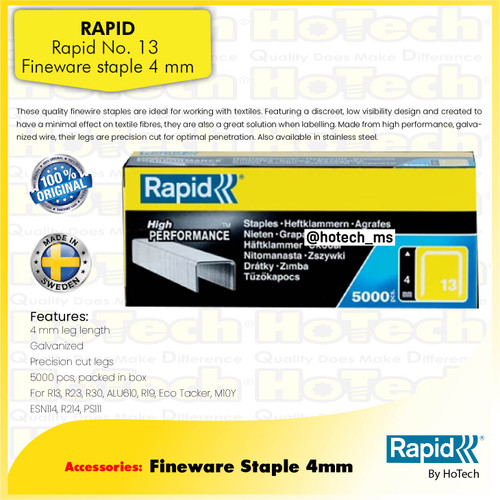 [EZM.5601627] RAPID | ISI STAPLES 13/4MM GALVANISED, 5000 PCS