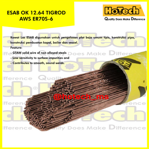 [EZM.5601637] ESAB OK TIGROD 12.64 | AWS ER70S-6 | Size 1.6 x 1000mm GTAW Kawat Las