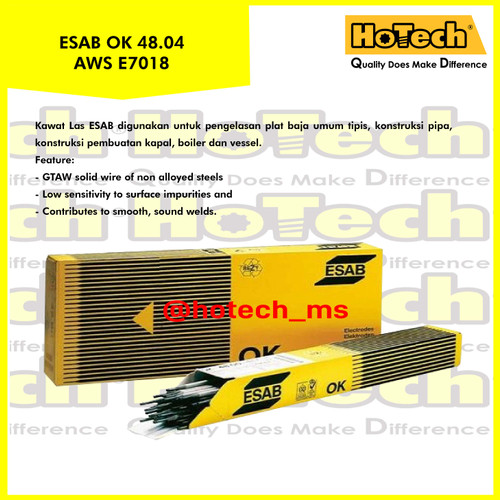[EZM.5601643] ESAB | OK 48.04 | AWS E7018 | Size 4.0mm x 400mm | Welding Electrode