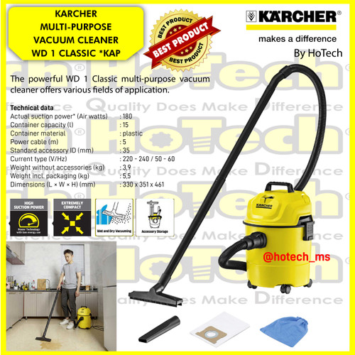 [EZM.5601669] Karcher WD 1 | WD 1 Classic | Multi Purpose Vacuum Cleaner Wet & Dry