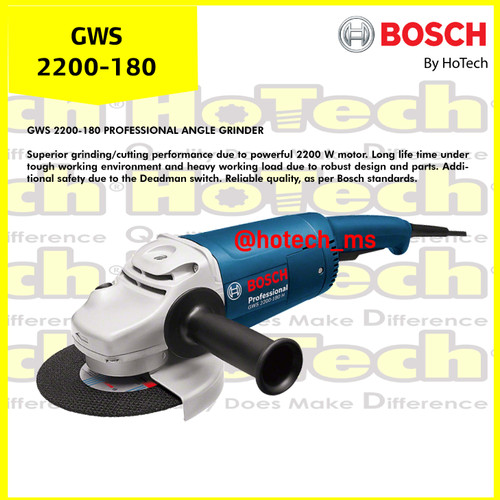 [EZM.5601756] BOSCH GWS 2200-180 | Large Angle Grinder 7" | MESIN GERINDA 7"