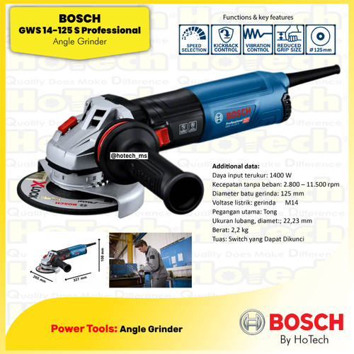 [EZM.5601758] BOSCH GWS 14 - 125 S | Small Angle Grinder Bosch 5" | MESIN GERINDA 5"
