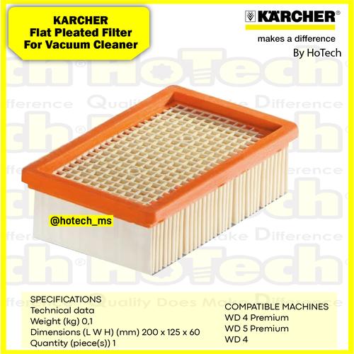[EZM.5601798] Karcher Flat Pleated Filter For Vacuum Cleaner WD 4 to WD 5