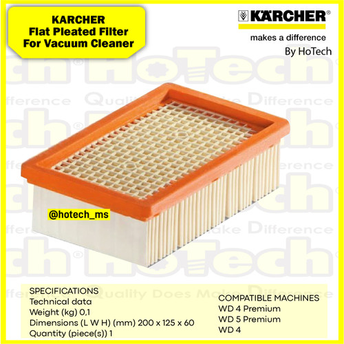[EZM.5601798] Karcher Flat Pleated Filter For Vacuum Cleaner WD 4 to WD 5