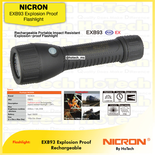 [EZM.5601841] NICRON EXB93 | Rechargeable Impact Resistant Flash light EXB93