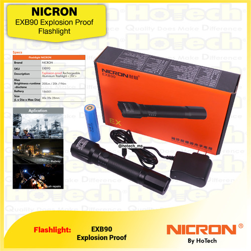 [EZM.5601842] NICRON EXB90 | Rechargeable Aluminium Flash light | 200Lumen EXB90