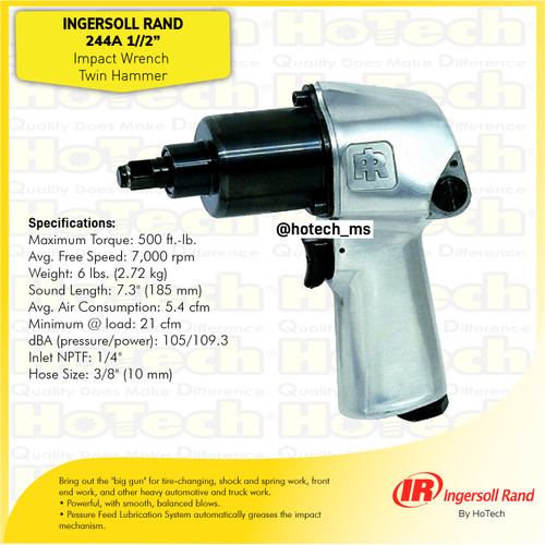 [EZM.5601852] Ingersoll Rand 244A | Twin Hammer Air Impact Wrench 1/2" Sq | IR 244A