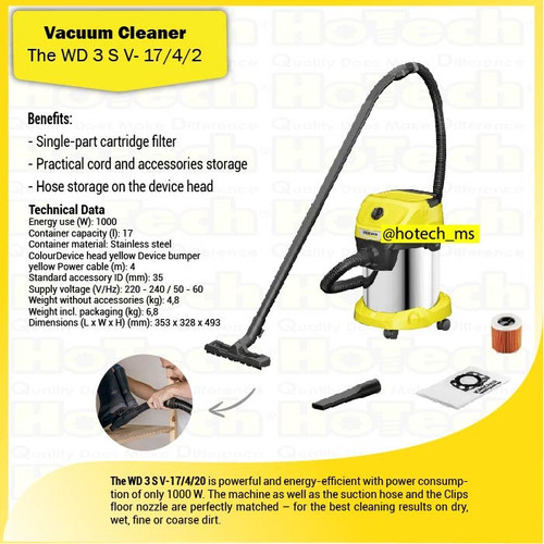 [EZM.5601874] Karcher MV3 | WD3 | MV 3 | WD 3 Premium Wet and Dry Vacuum Cleaner