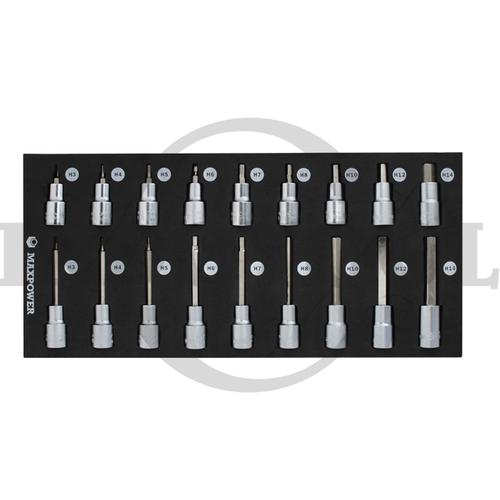 [EZM.5200495] 18 PCS 1/2" MATA SOCKET SEGI ENAM TOOL SET 18.5 x 39.5CM MAXPOWER