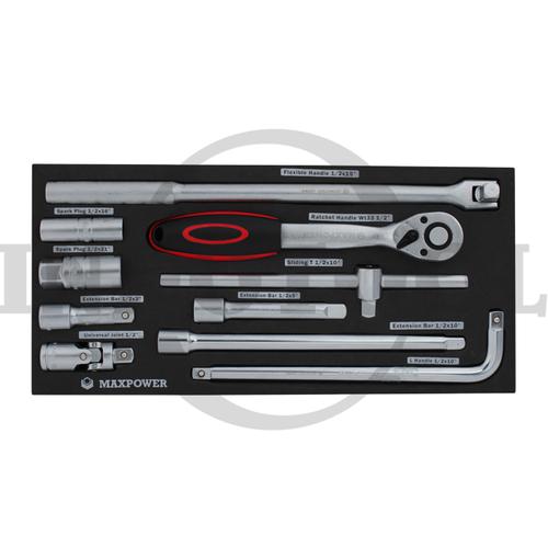 [EZM.5200498] 10 PCS 1/2” DR SOCKET TOOL SET 18.5 X 39.5 CM MAXPOWER
