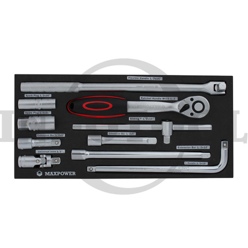 [EZM.5200498] 10 PCS 1/2” DR SOCKET TOOL SET 18.5 X 39.5 CM MAXPOWER