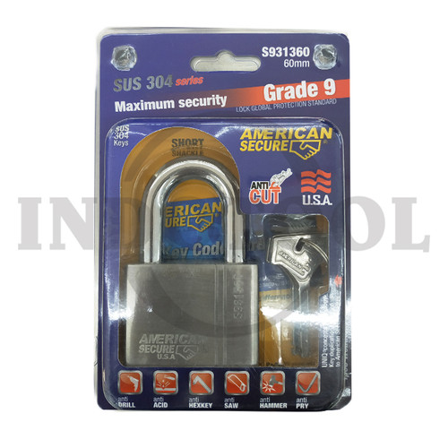 [EZM.5201179] ANTI-CUT PADLOCK, KEY DIFFERENT GENERAL SHACKLE 60mm AMERICAN TOOL