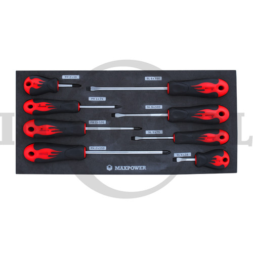 [EZM.5201530] 8 PCS TOOL SET OBENG PLUS & MINUS 18.5 X 39.5 CM MAXPOWER