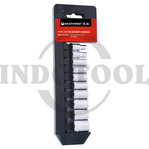 [EZM.5201821] Mata Socket / Mata Sock Set 1/4" 6 PT 10 Pcs MAXPOWER