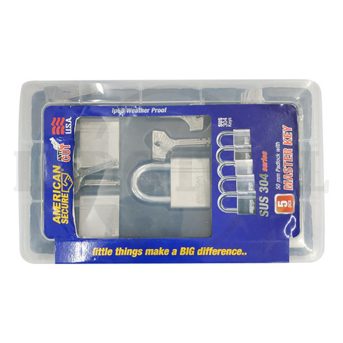 [EZM.5202028] 5 PCS ANTI-CUT PADLOCK, MASTER KEY GENERAL SHACKLE 50mm AMERICAN TOOL