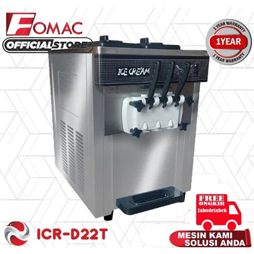 [EZO.5200108] FOMAC Mesin Pembuat Es Krim Lembut 11.8 Liter  Soft Ice Cream ICR-D22T Dengan 3 Tuas Handle 0088