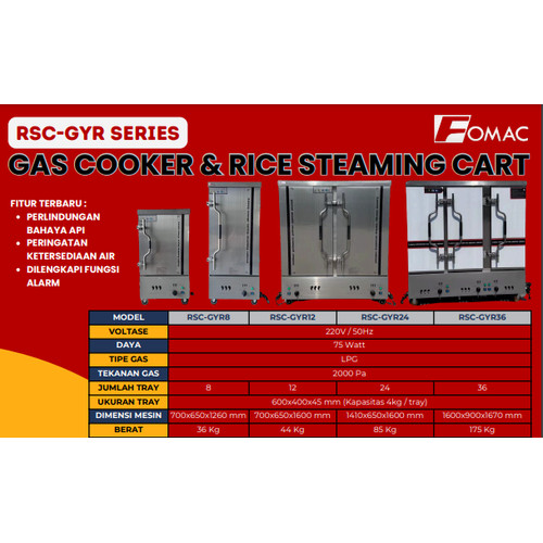 [EZO.5200238] Gas cooker Rice Steaming Cart FOMAC RSC-GYR SERIES