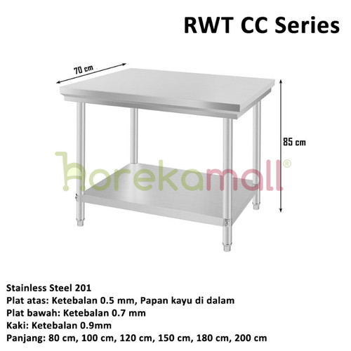 [EZO.5100003] Worktable Kitchen Stainless Steel MUTU - Meja Kerja Dapur Lebar 70 cm Series RWT-20CC 18CC 15CC 12CC 10CC 8CC