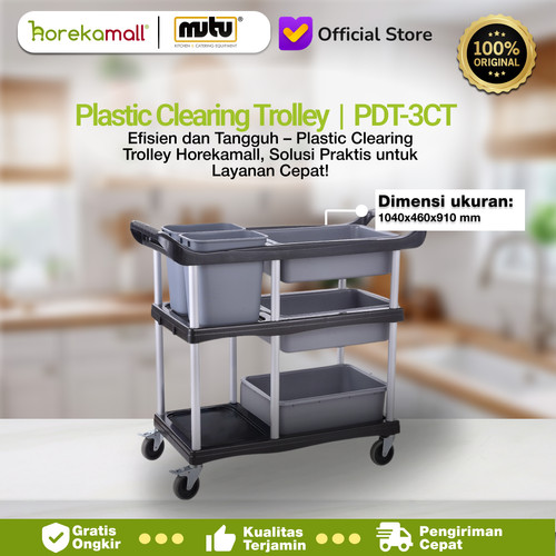 [EZO.5100005] Collect Bin Trolley Clearing MUTU - Troli Piring Pengangkut Piring Kotor PDT-3CT