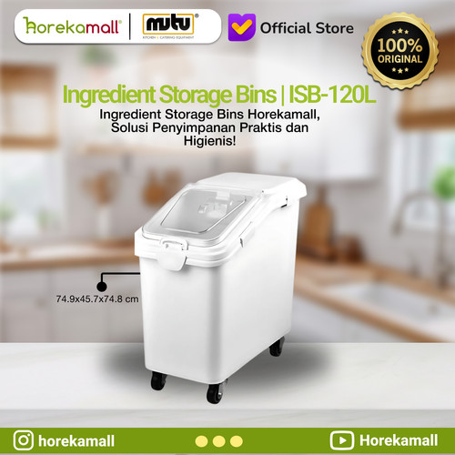 [EZO.5100010] Wadah Tempat Penyimpanan Dengan Roda Beras Kacang Biji Bahan Makanan Kapasitas 81 102 120 liter / Ingredient Storage Bins MUTU ISB-81L ISB-102L ISB-120L