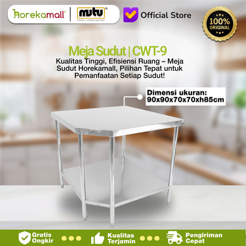 [EZO.5100068] Mutu Meja Sudut Stainless CWT-9 Meja Dapur Stainless Meja Sudut Dapur Stainless