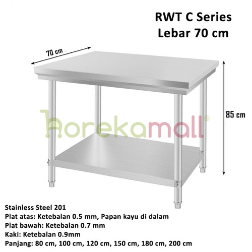 [EZO.5100110] Work Table Stainless Steel 2 Layer Plat MUTU - Meja Kerja Dapur Series RWT-18C 20C 15C 12C 10C 8C