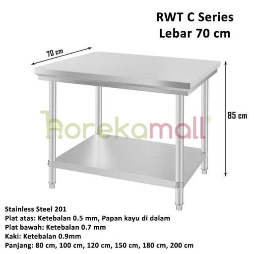 [EZO.5100110] Work Table Stainless Steel 2 Layer Plat MUTU - Meja Kerja Dapur Series RWT-18C 20C 15C 12C 10C 8C