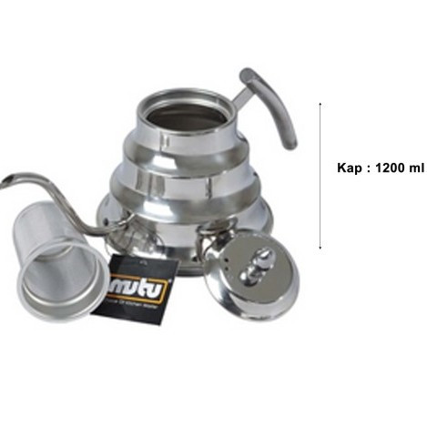 [EZO.5100129] MUTU TEKO KETTLE STAINLESS STEEL SILVER MUTU KC-12S Teko Leher Angsa Alat Seduh Kopi dan Teh Stainless Steel