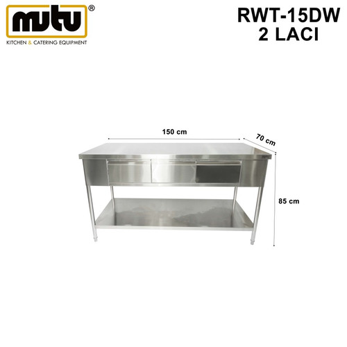 [EZO.5100134] Meja laci / meja stainless / meja kasir stainless stee 120 150 180 cm MUTU