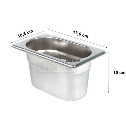 [EZO.5100148] food pan 1/9 kedalaman 10 cm stainless steel Mutu PAN-19100