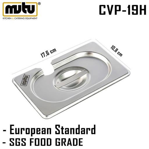 [EZO.5100149] tutup food pan 1/9 stainless steel Mutu CVP-19H