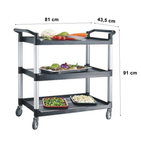 [EZO.5100155] MUTU TROLLEY FOOD SERVICE PDT-3S Trolley Pengangkut Piring Kotor dan Sampah