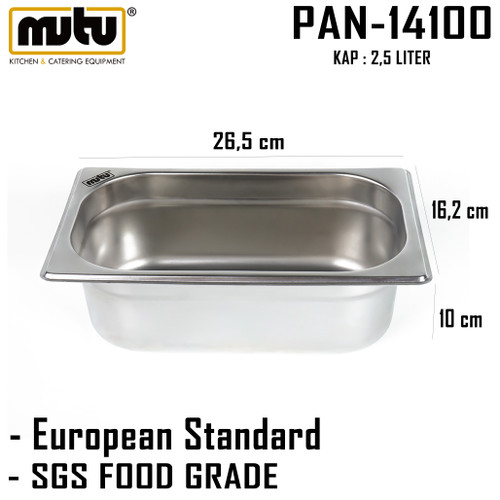 [EZO.5100184] food pan 1/4 tinggi 10 cm  Mutu PAN-14100