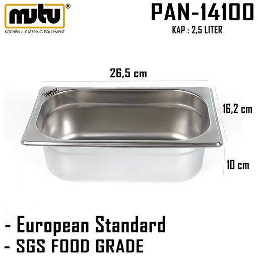 [EZO.5100184] food pan 1/4 tinggi 10 cm  Mutu PAN-14100