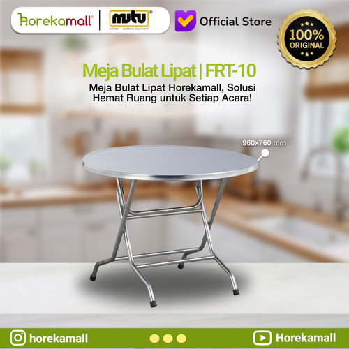 [EZO.5100213] meja lipat bundar stainless steel Mutu FRT-10