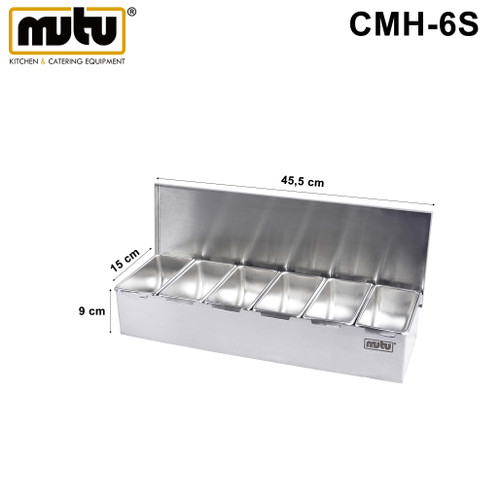 [EZO.5100216] condiment holder stainless steel Mutu CMH-6S