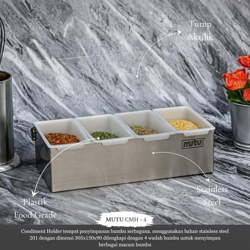 [EZO.5100219] Tempat Bumbu Tutup Transparan Mutu CMH-4