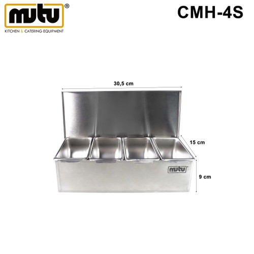 [EZO.5100220] Tempat Bumbu Tutup Stainless Steel Mutu CMH-4S