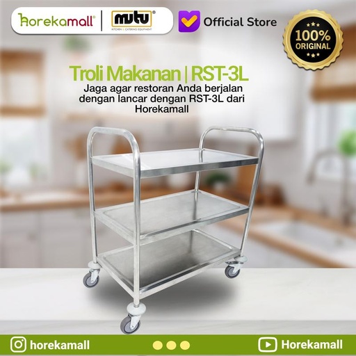 [EZO.5100261] MUTU TROLLEY BIG FOOD COURT SERVICE MUTU RST-3L Troli Besar Pengangkut Makanan Stainless Steel / Trolley Penyajian Makanan Besar MUTU RST-3L MUTU 3L