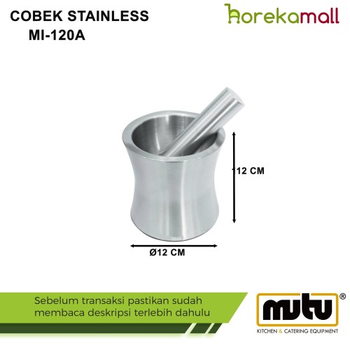[EZO.5100289] tumbukan obat |cobek stainless | mortar ingredients MI-120A